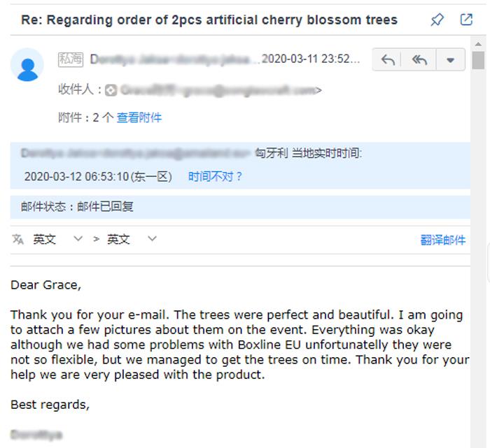 Feedback from client
